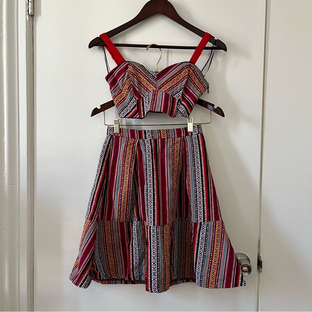 Gianni Bini boho skirt crop top two-piece set